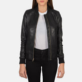 Nadas Black Leather Bomber Jacket